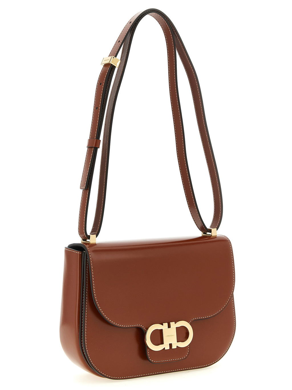 Ferragamo Brown Calfskin Crossbody Bag