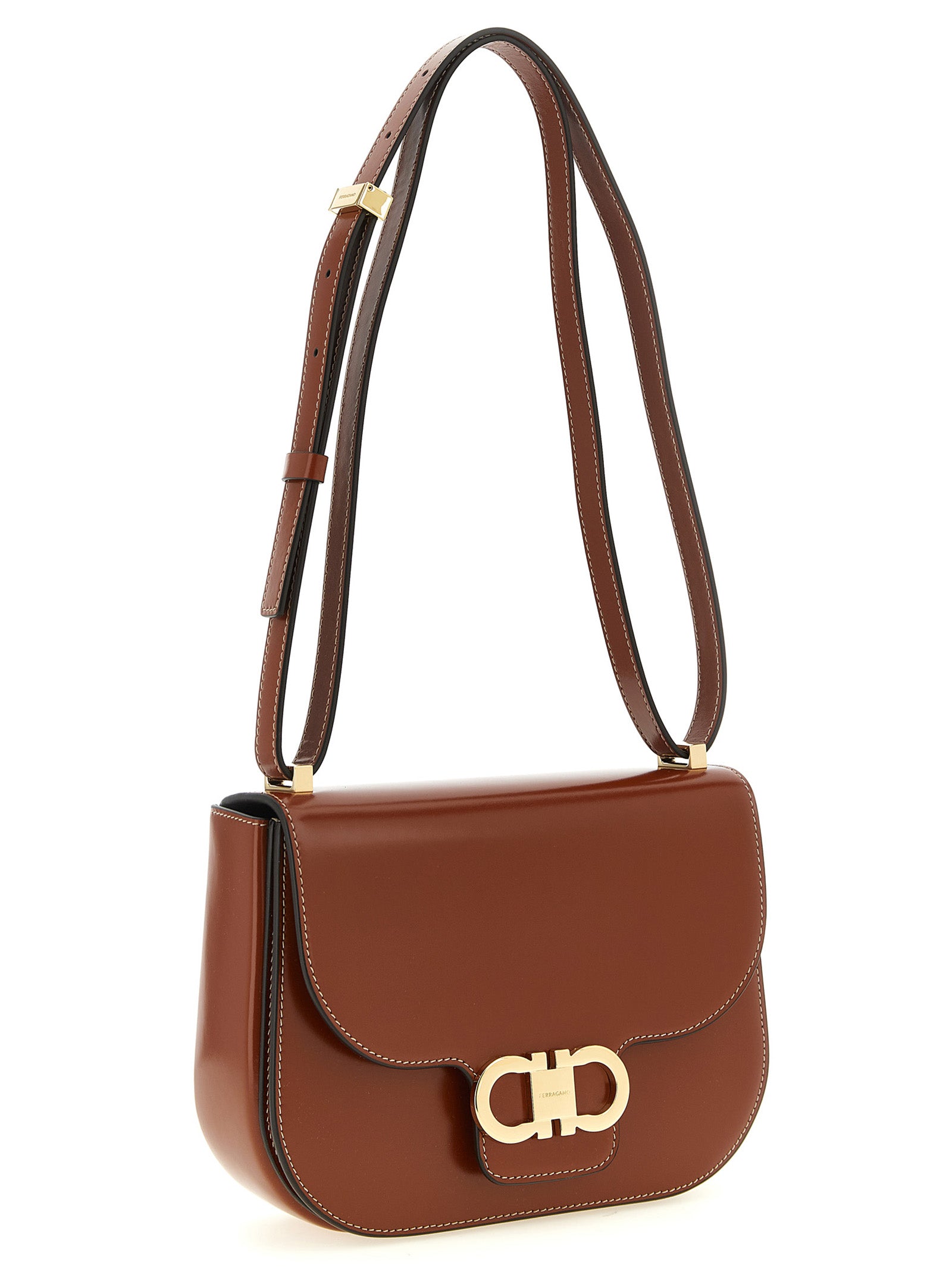 Ferragamo Brown Calfskin Crossbody Bag