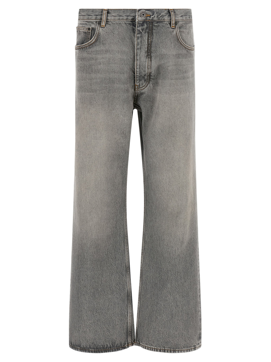 Off-White Gray Cotton Relaxed Fit Jeans