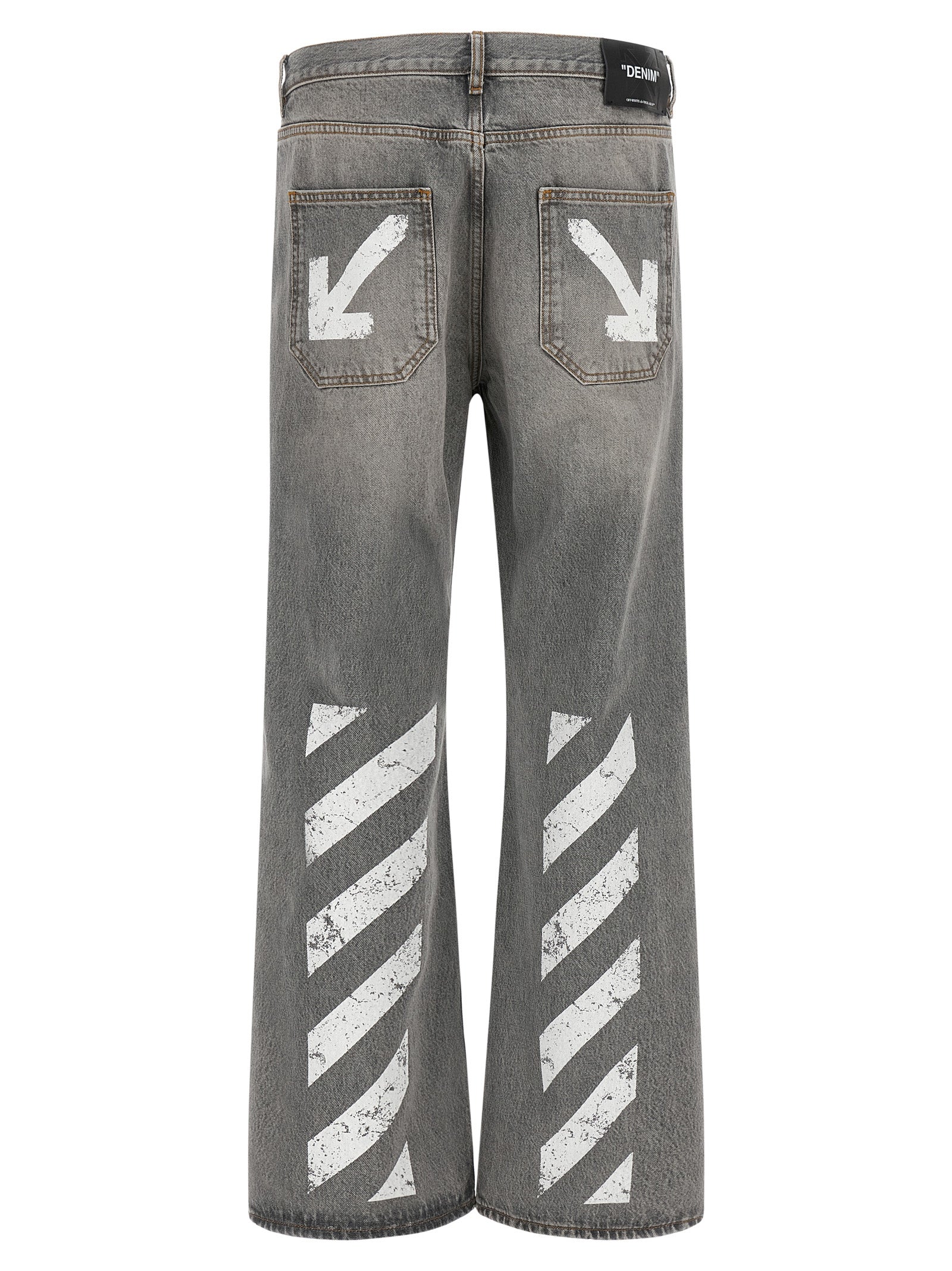 Off-White Gray Cotton Relaxed Fit Jeans