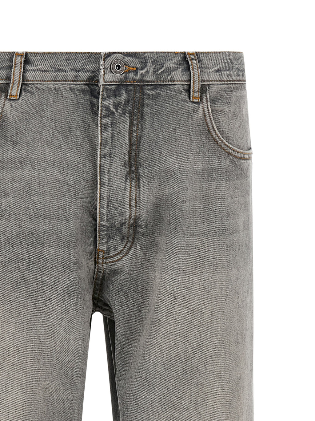 Off-White Gray Cotton Relaxed Fit Jeans