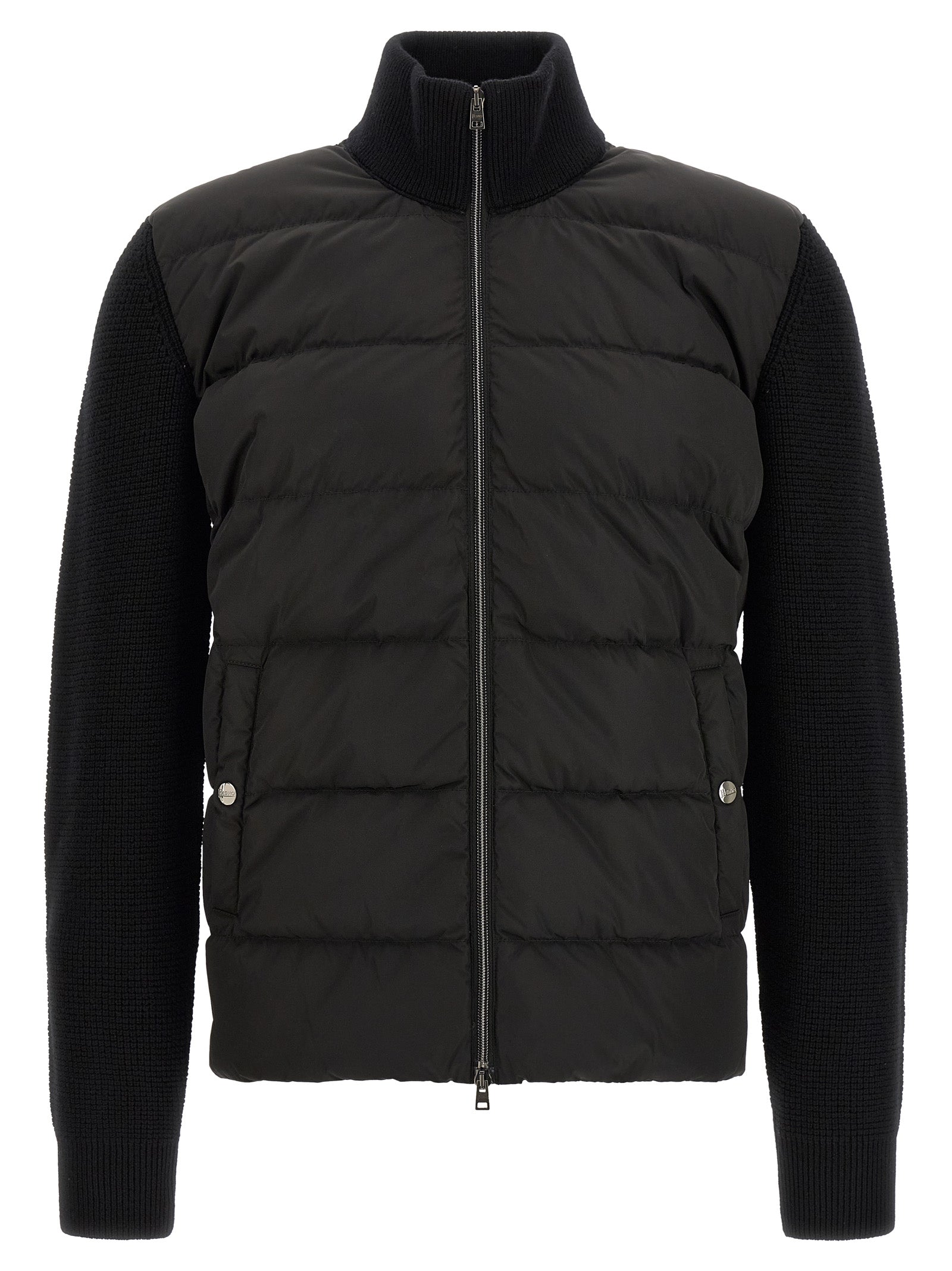 Herno Black Wool Full-Length Jacket