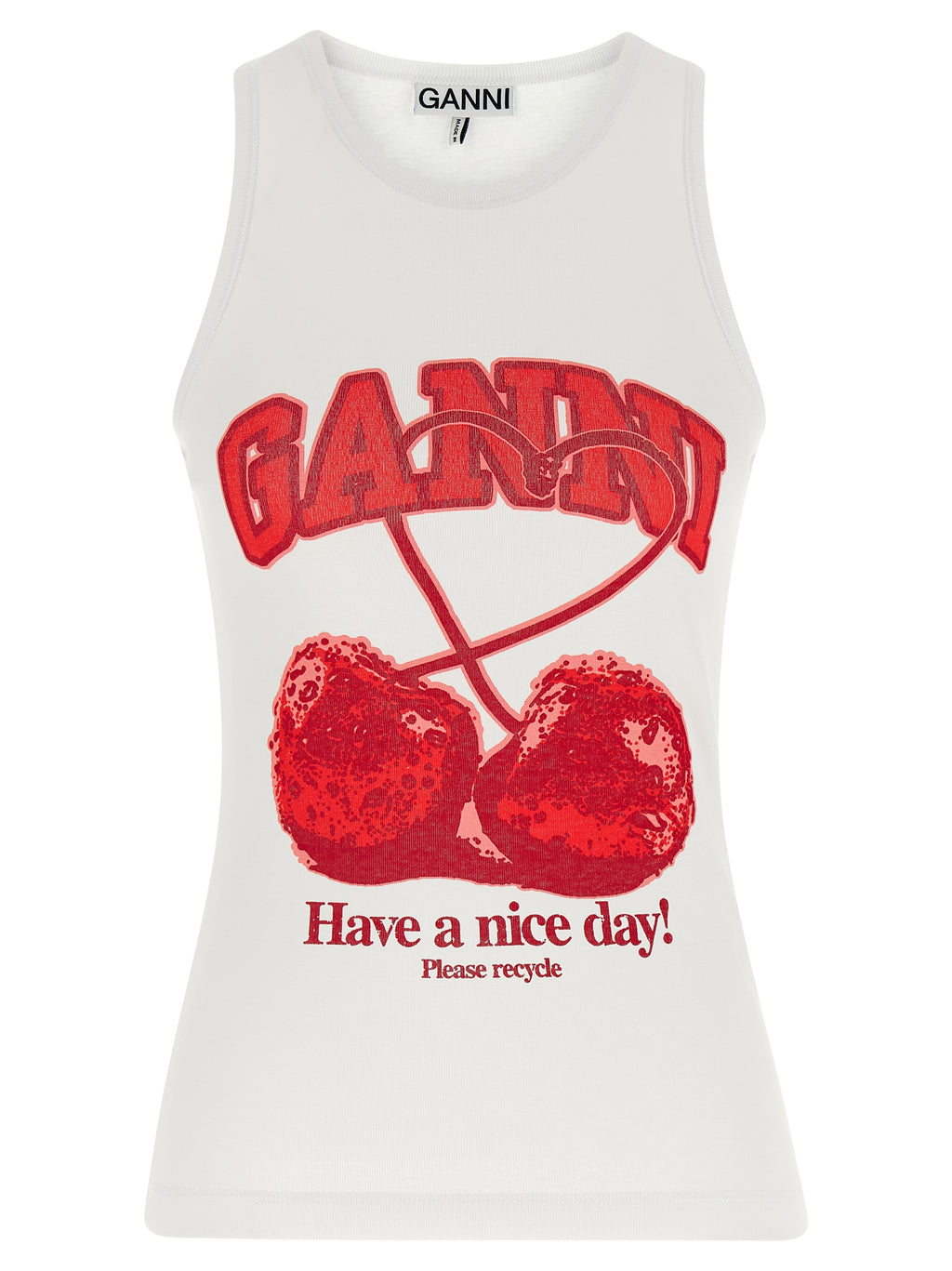 Ganni Red Organic Cotton Tank Tops