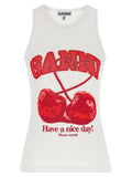 Ganni Red Organic Cotton Tank Tops