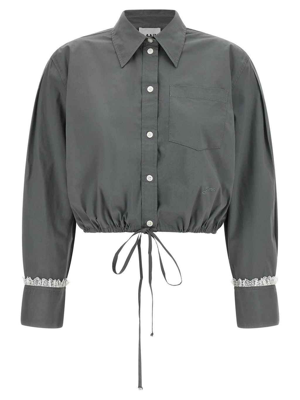 Ganni Gray Cotton Blouse