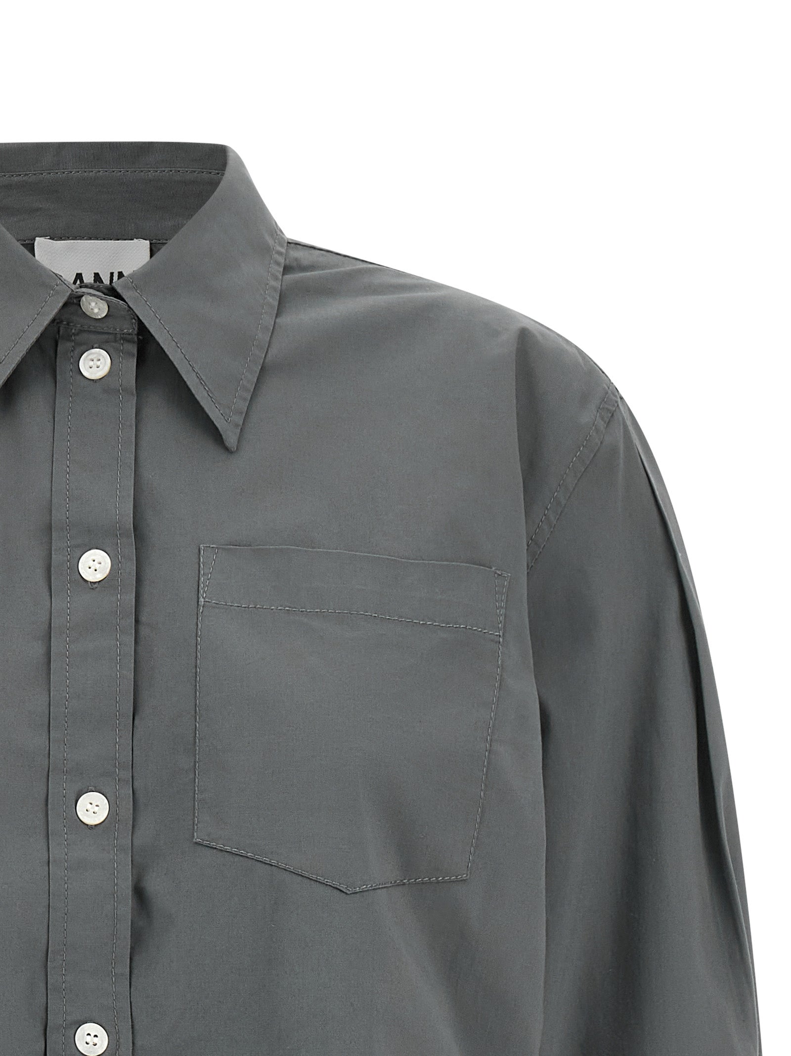 Ganni Gray Cotton Blouse