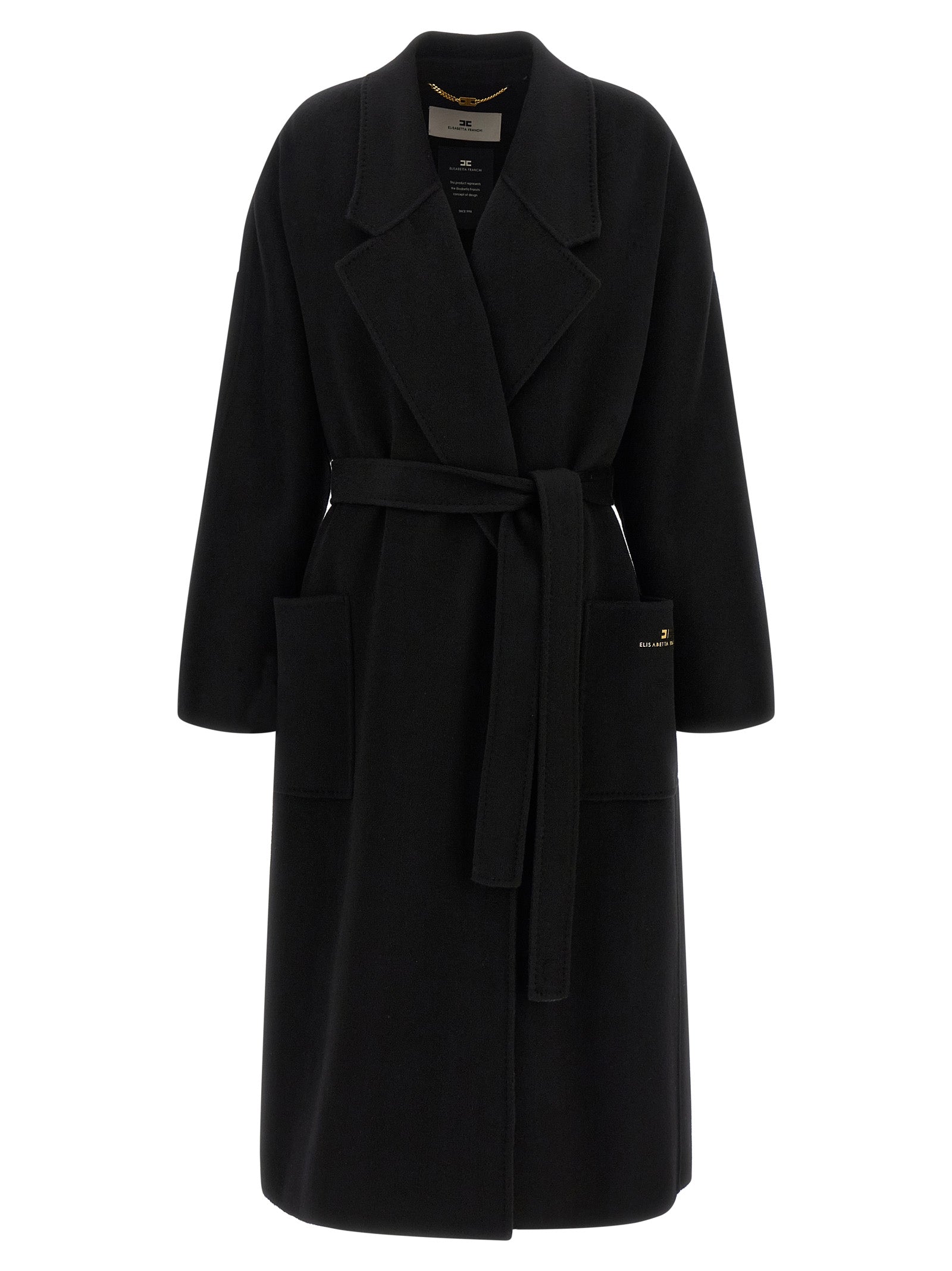 Elisabetta Franchi Black Wool Coat