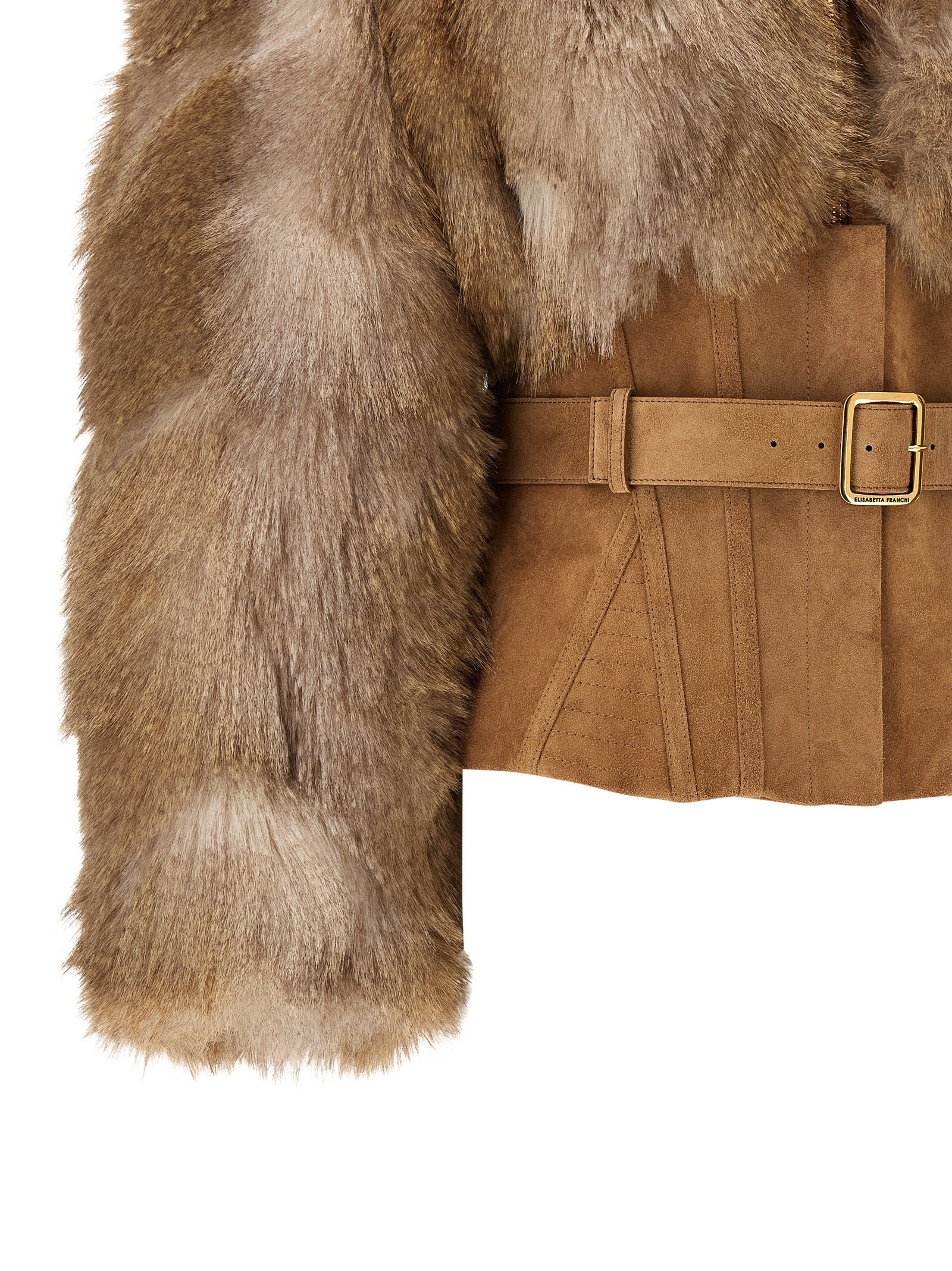 Elisabetta Franchi Brown Polyester Full-Length Jacket