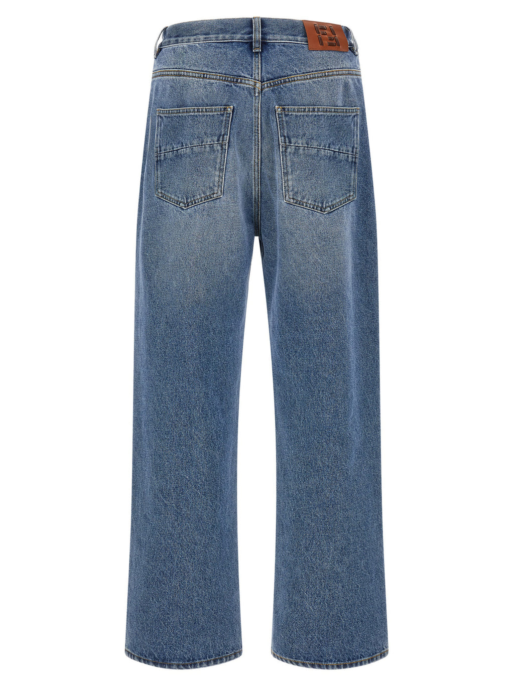 Fendi Blue Cotton Relaxed Fit Jeans