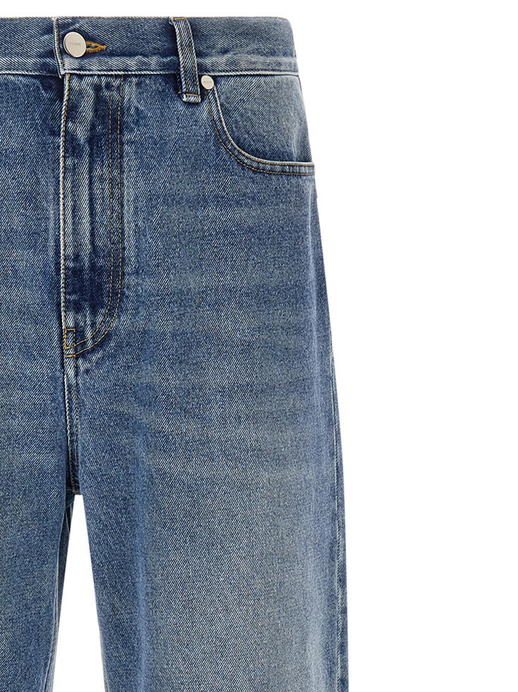 Fendi Blue Cotton Relaxed Fit Jeans