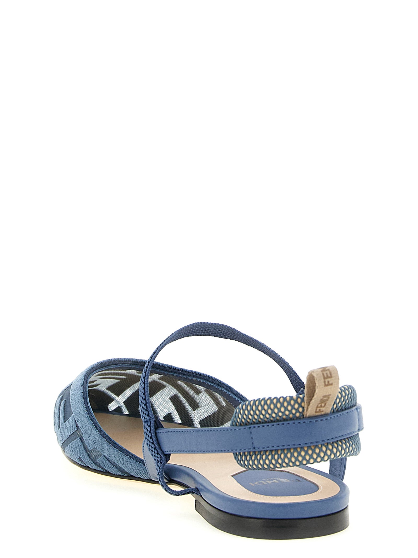 Fendi Blue Polyamide Flat Sandals