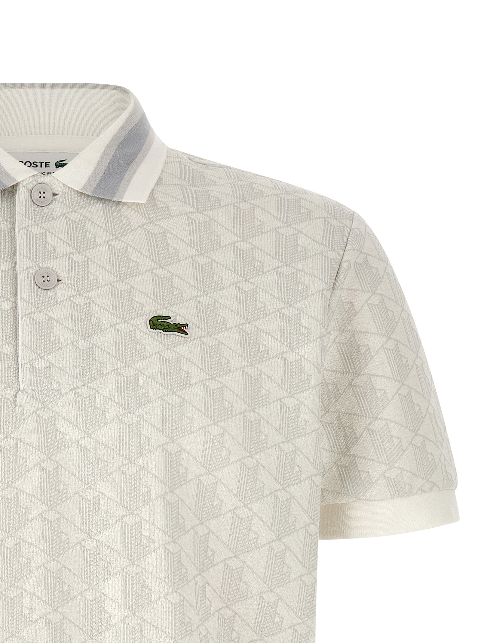 Lacoste White Polyester Polo Shirt