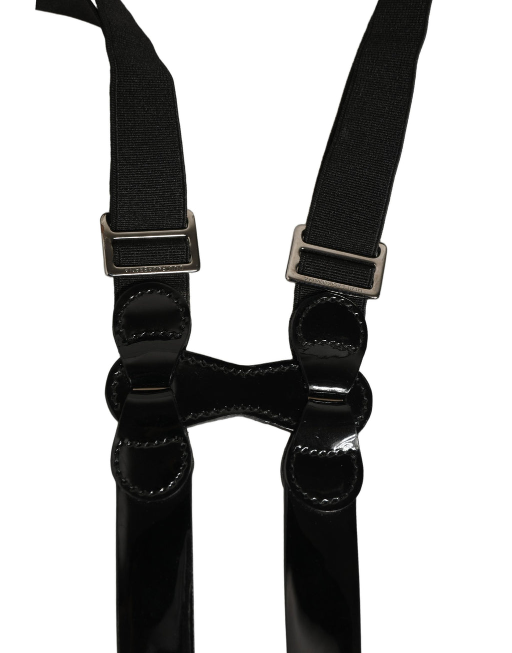 Dolce & Gabbana Black Adjustable Silver Metal Clips Suspenders