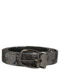 Dolce & Gabbana Silver Black Floral Jacquard Metal Buckle Belt