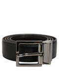 Dolce & Gabbana Black Classic Leather Silver Tone Buckle Belt