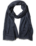 Dolce & Gabbana Dark Blue Modal Frayed Edge Lace Stole Scarf