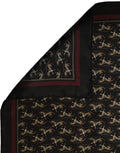 Dolce & Gabbana Black Horse Silk Pocket Square Foulard Scarf