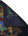 Dolce & Gabbana Navy Blue Heraldic Silk Square Foulard Scarf