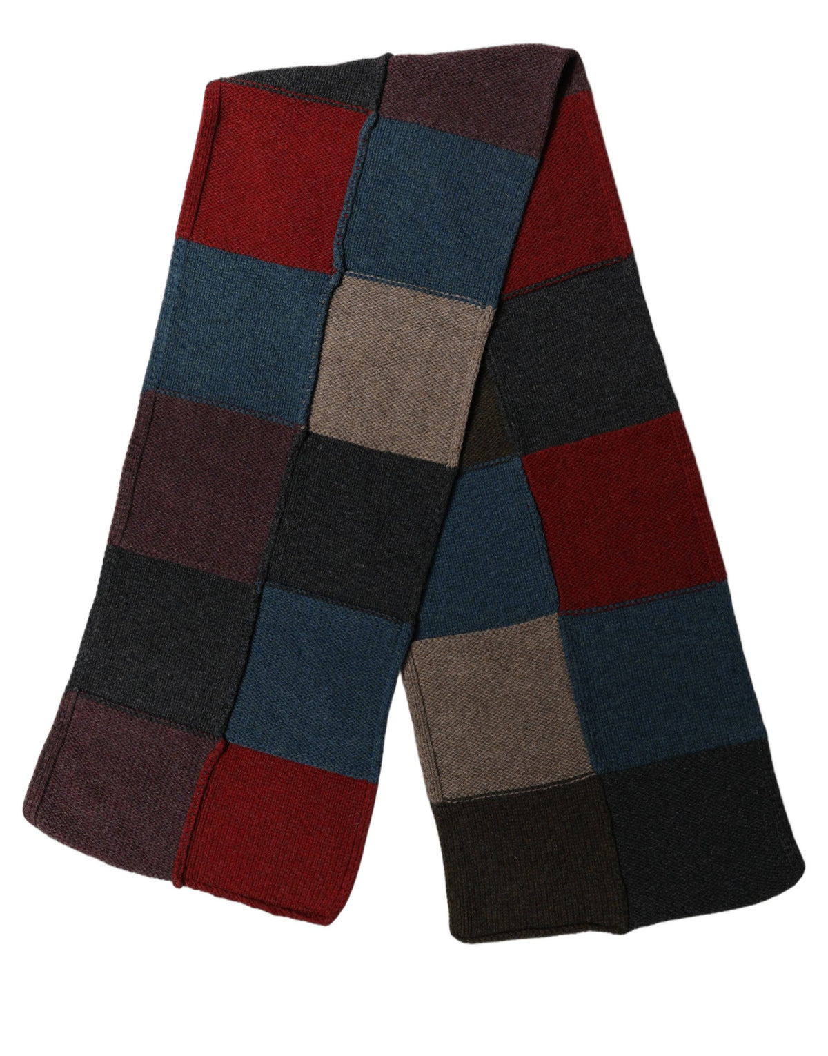 Dolce & Gabbana Multicolor Patchwork Knitted Foulard Scarf