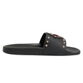 Dolce & Gabbana Black Heart Patch Rubber Calfskin Slippers Shoes