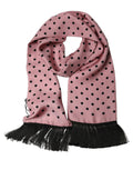 Dolce & Gabbana Pink Polka Dot Silk Fringed Lace Stole Scarf