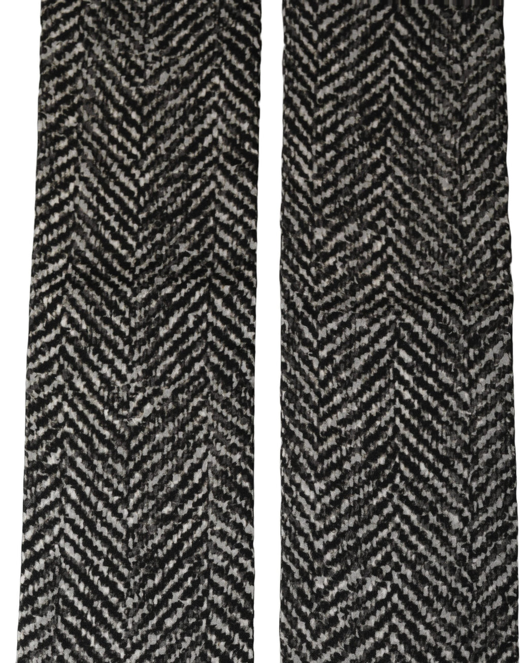 Dolce & Gabbana Black White Herringbone Tweed Shawl Scarf