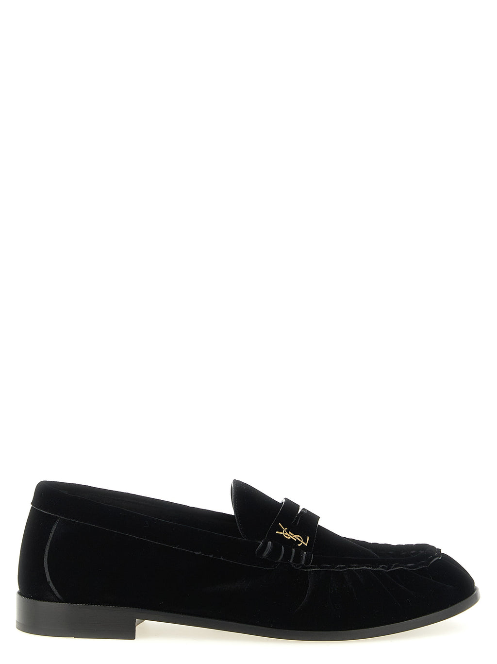 Saint Laurent Black Viscose Slip-On Loafers