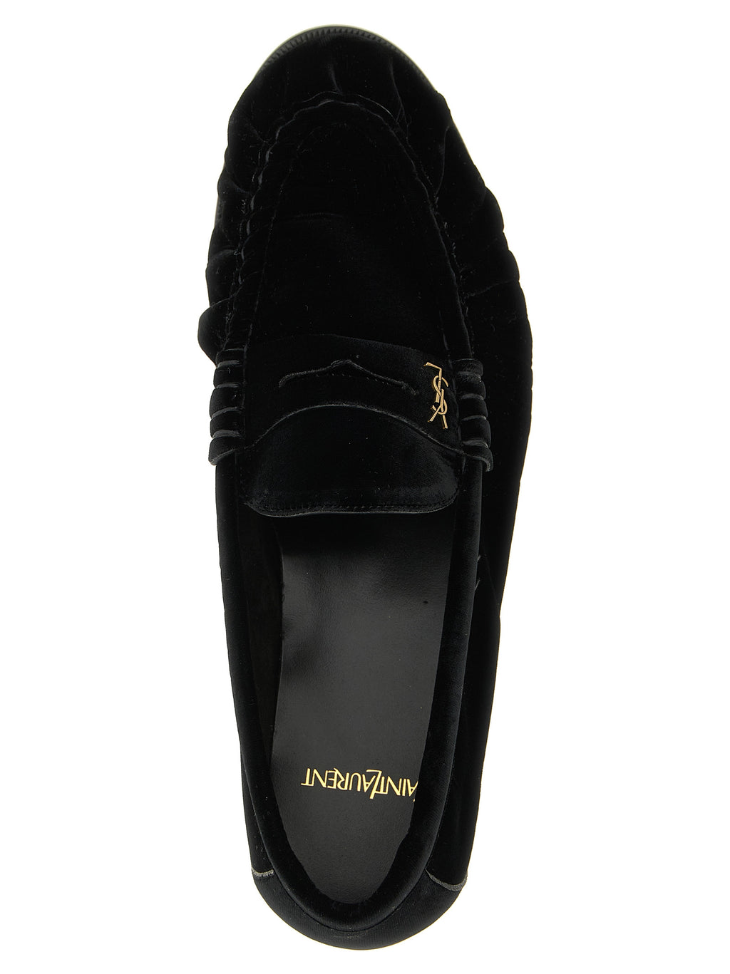 Saint Laurent Black Viscose Slip-On Loafers