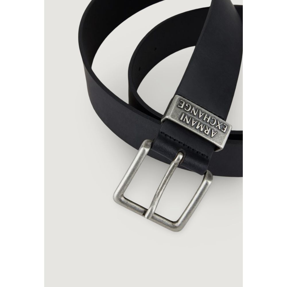 Armani Exchange Black Leather Regular Belt