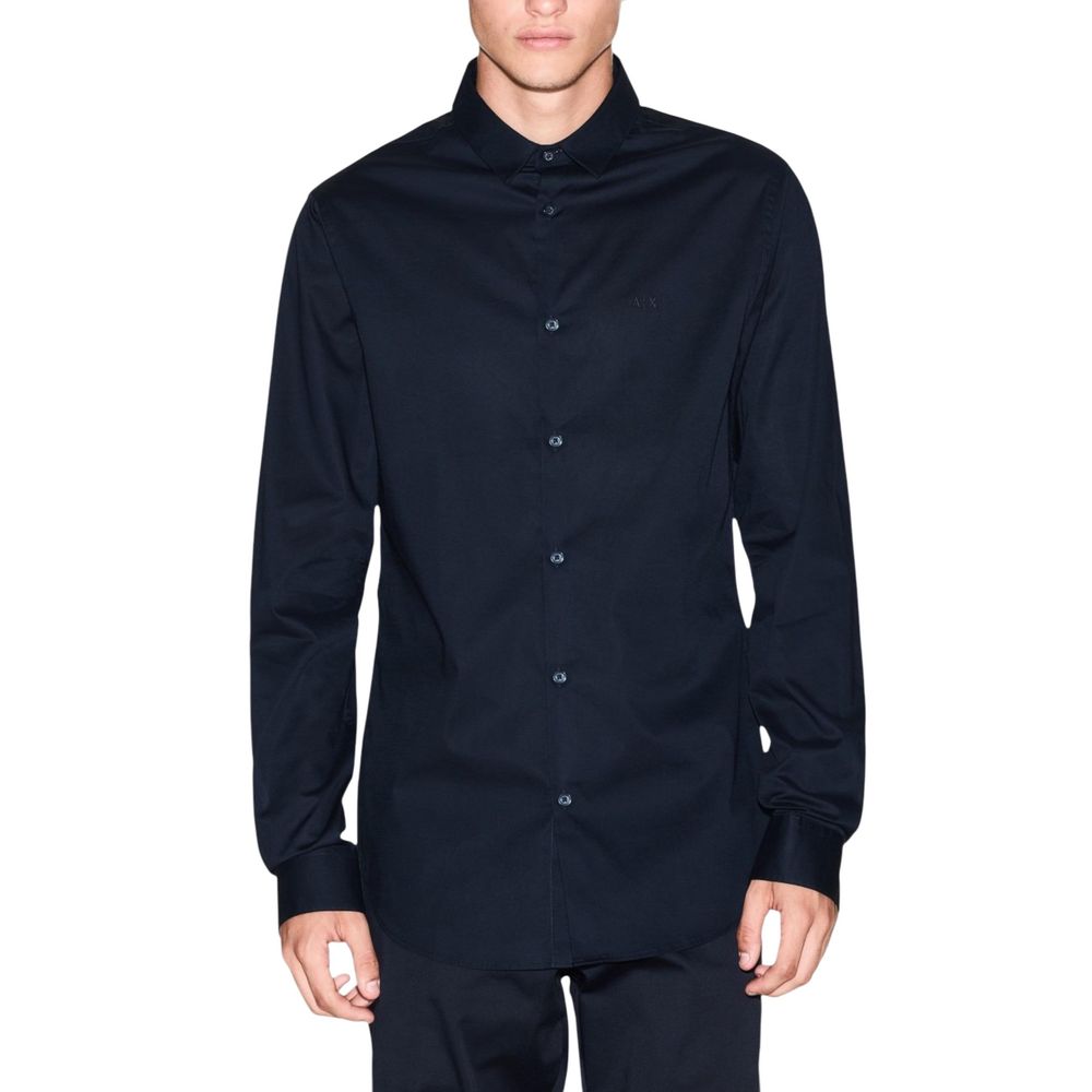 Armani Exchange Blue Cotton Dress Shirt