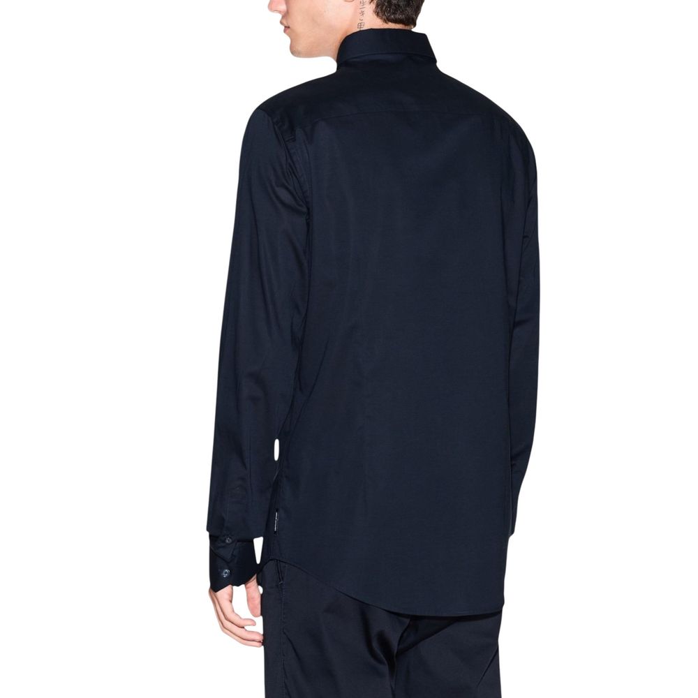 Armani Exchange Blue Cotton Dress Shirt