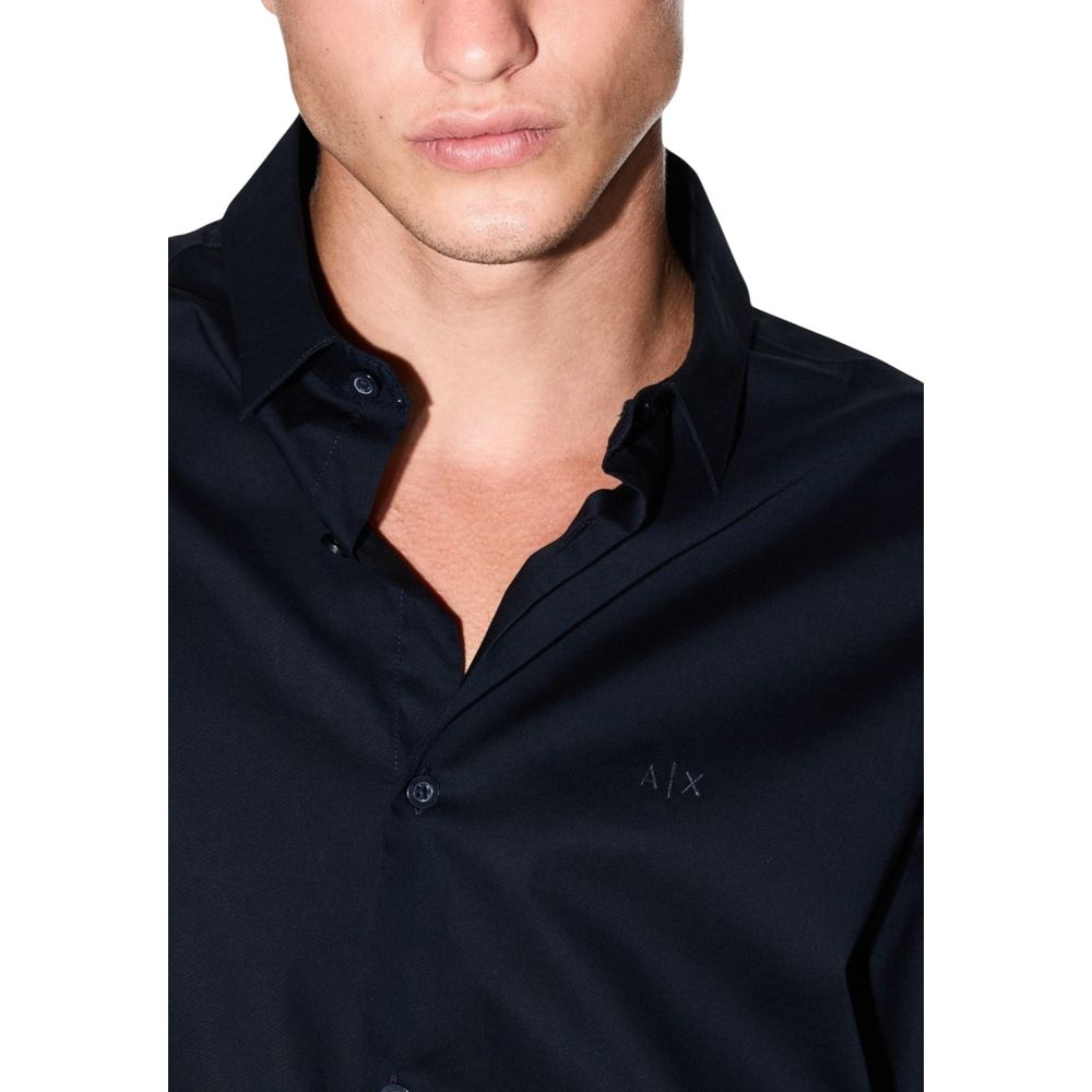 Armani Exchange Blue Cotton Dress Shirt