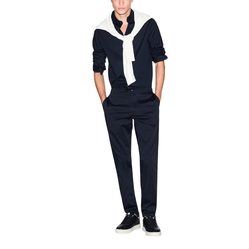 Armani Exchange Blue Cotton Dress Shirt