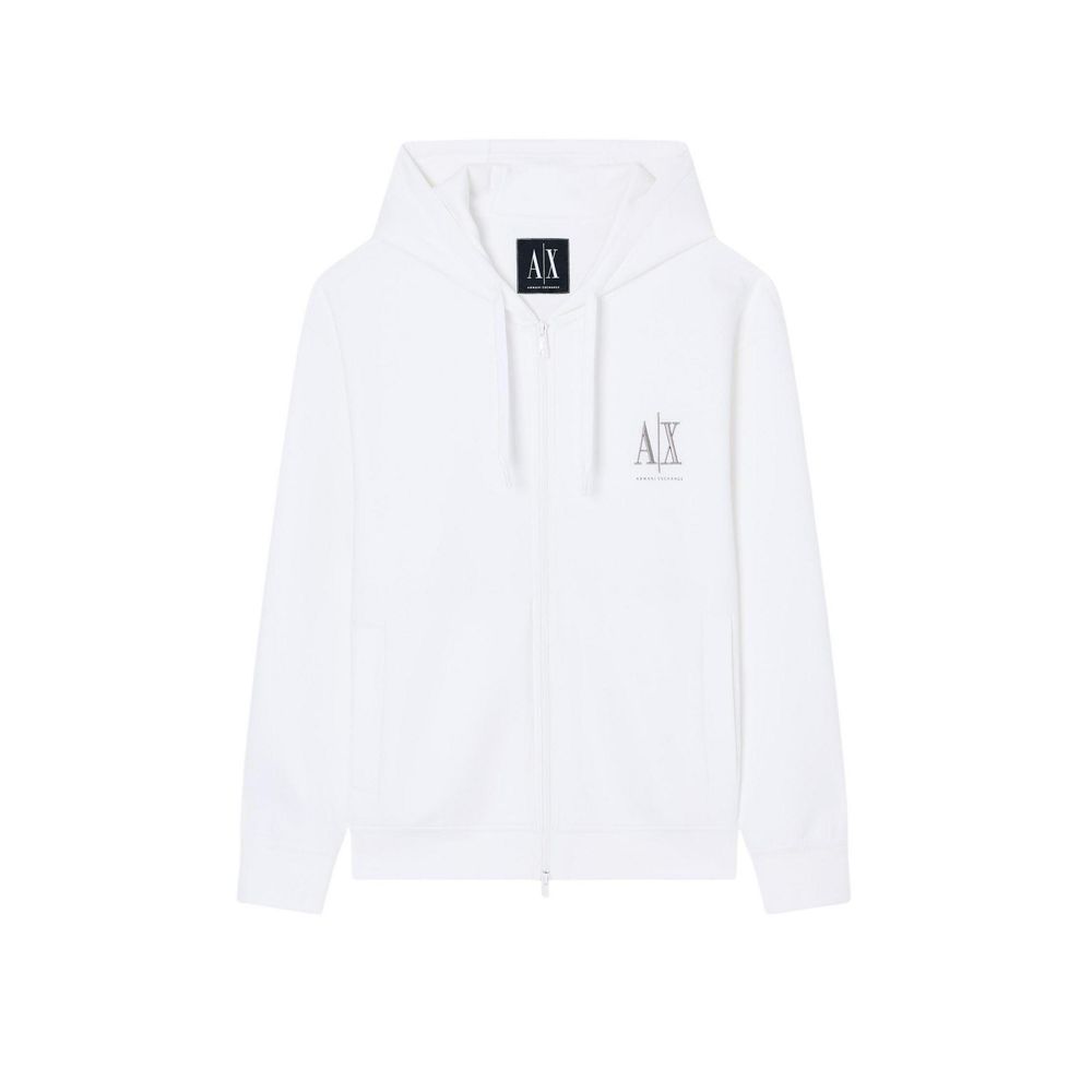 Armani Exchange White Cotton Hoodie