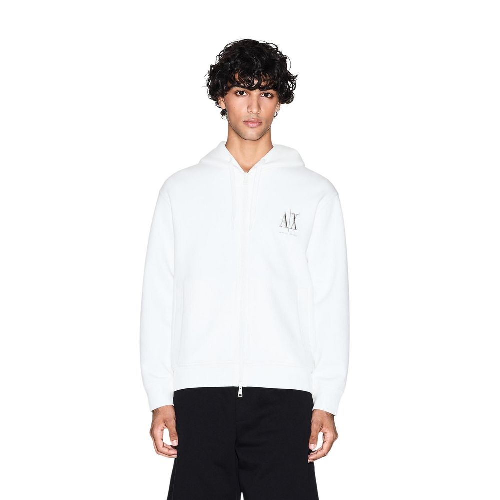 Armani Exchange White Cotton Hoodie