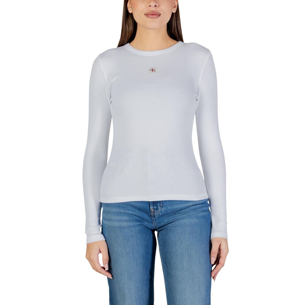 Calvin Klein Jeans White Cotton Long Sleeve T-Shirt