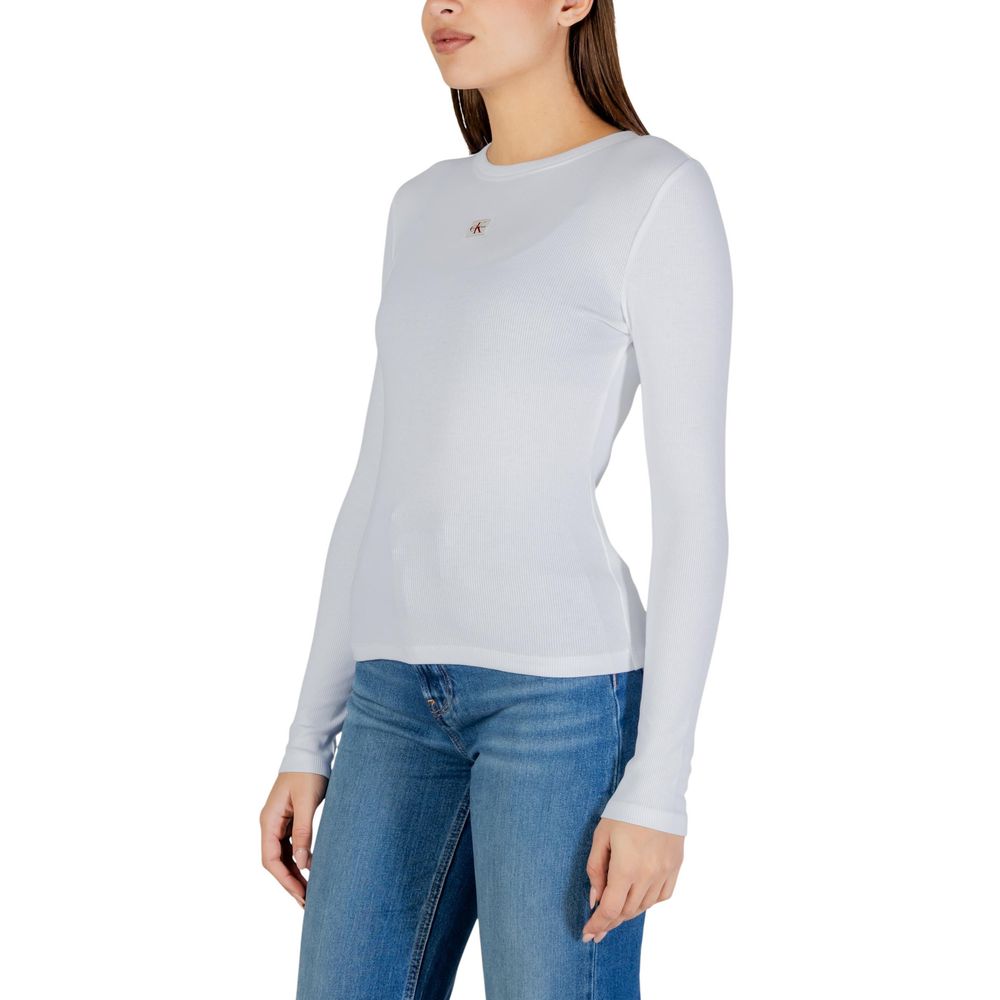 Calvin Klein Jeans White Cotton Long Sleeve T-Shirt