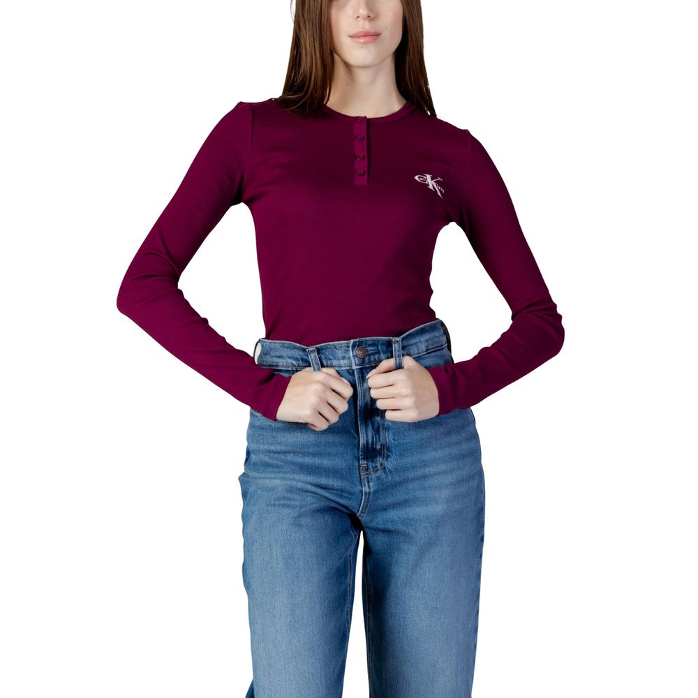 Calvin Klein Jeans Bordeaux Cotton Long Sleeve T-Shirt
