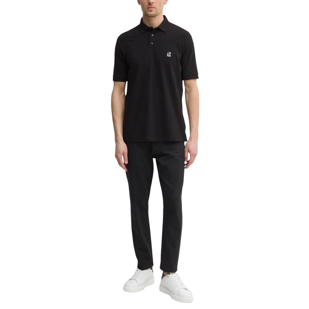 Armani Exchange Black Cotton Polo Shirt