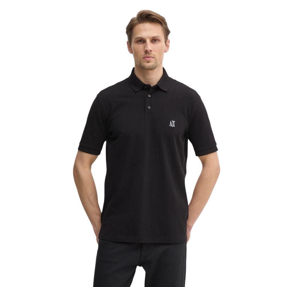 Armani Exchange Black Cotton Polo Shirt