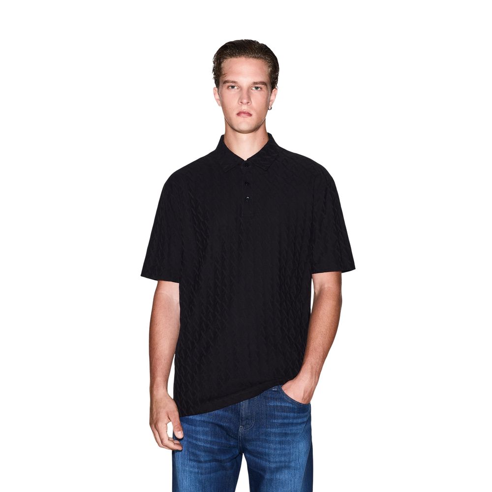 Armani Exchange Black Cotton Polo Shirt