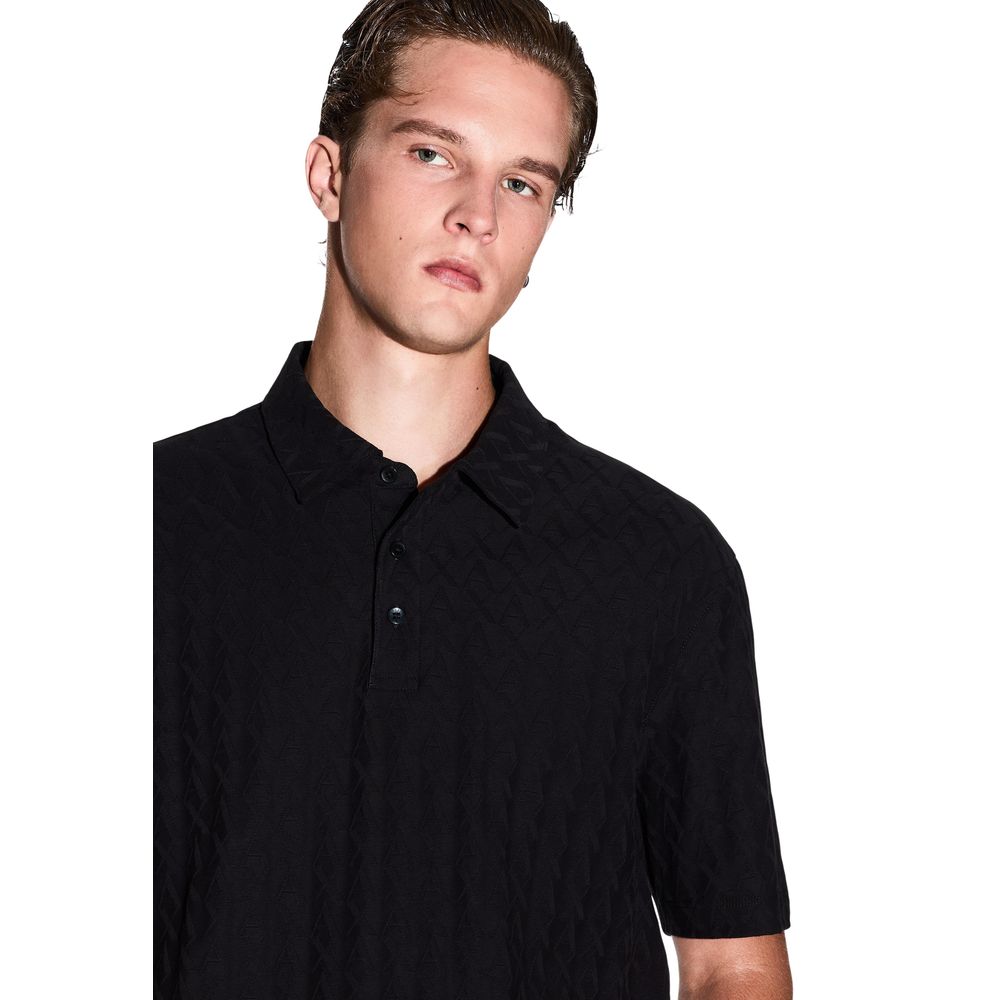Armani Exchange Black Cotton Polo Shirt