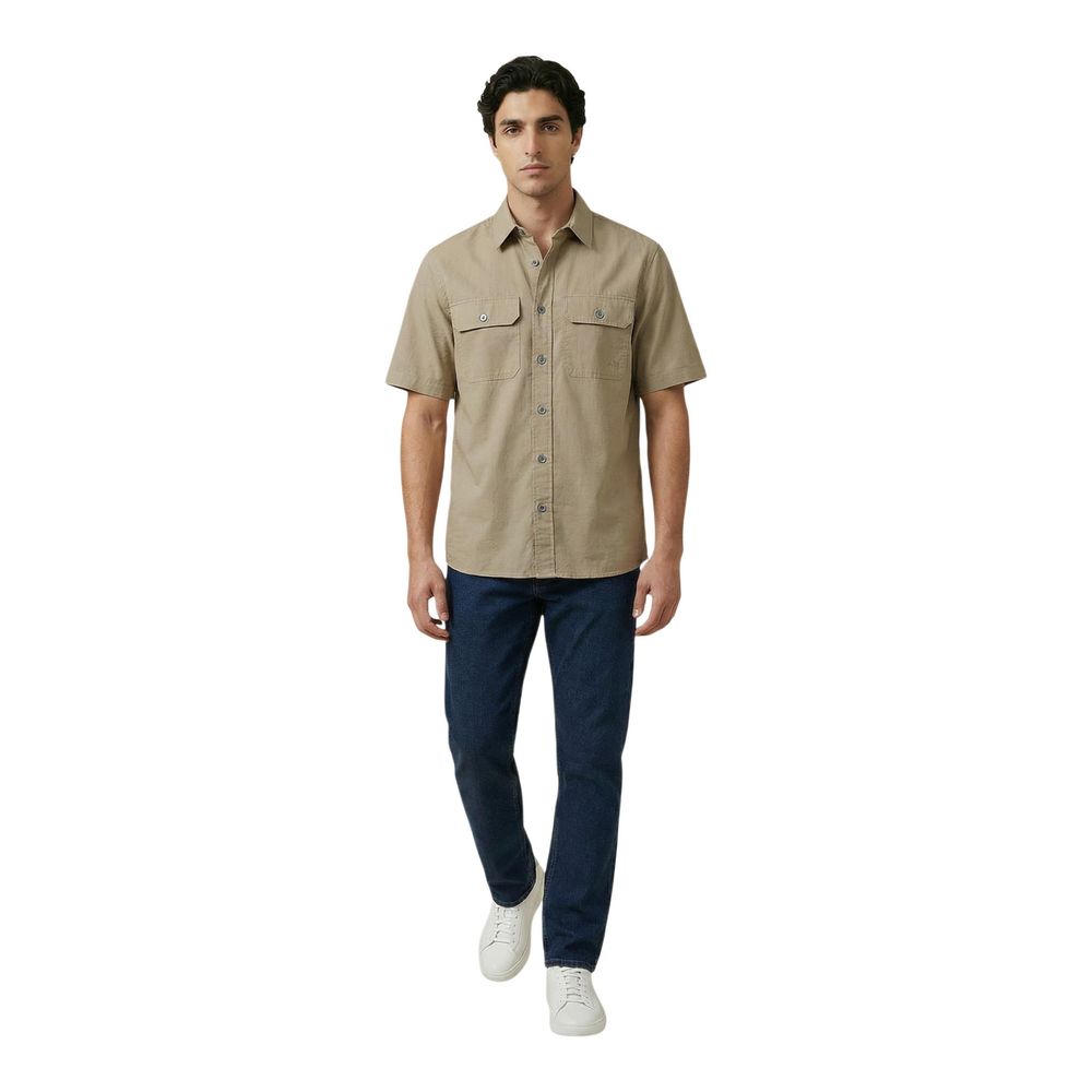 Armani Exchange Beige Cotton Shortsleeve Shirt