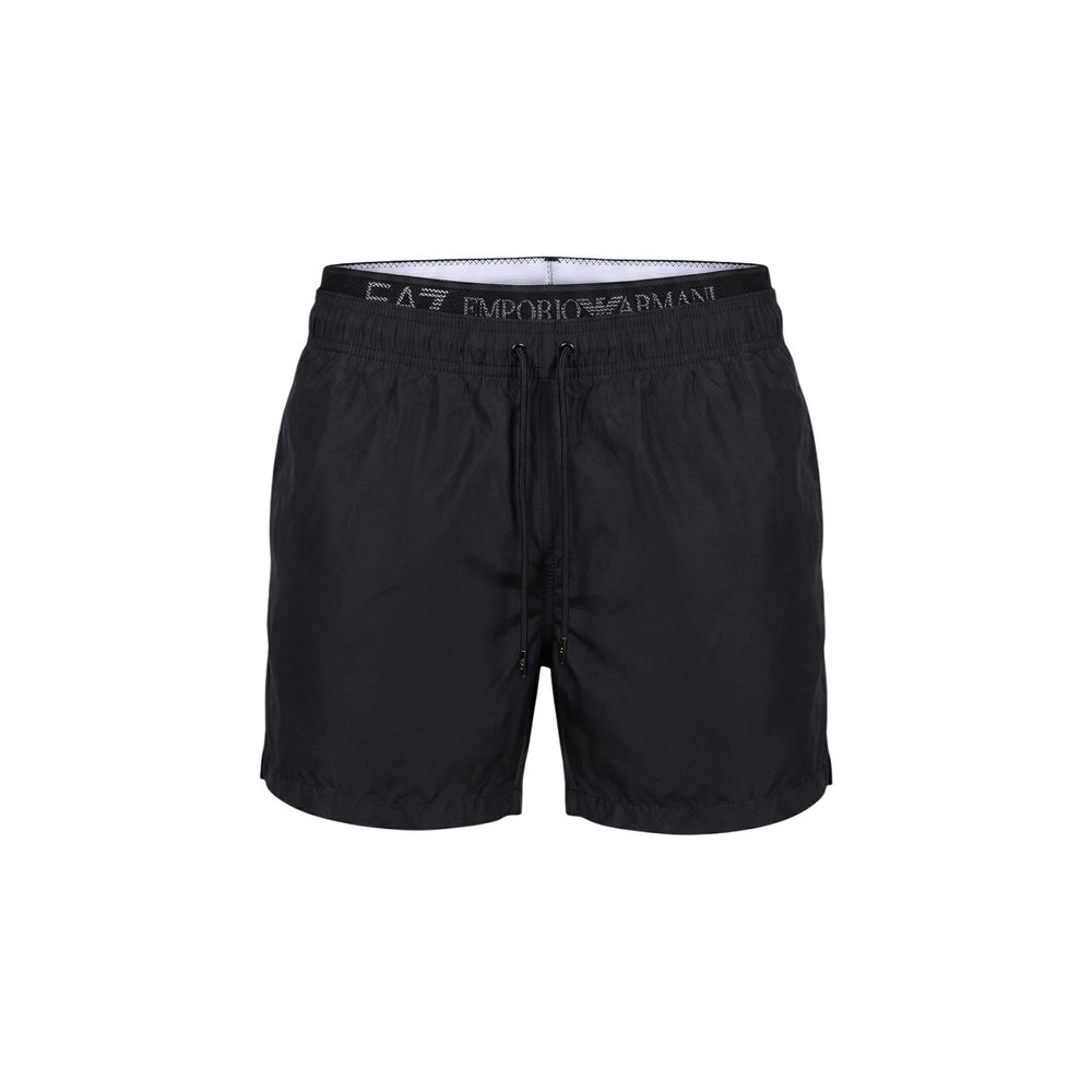 EA7 Emporio Armani Black Polyester Swim Shorts