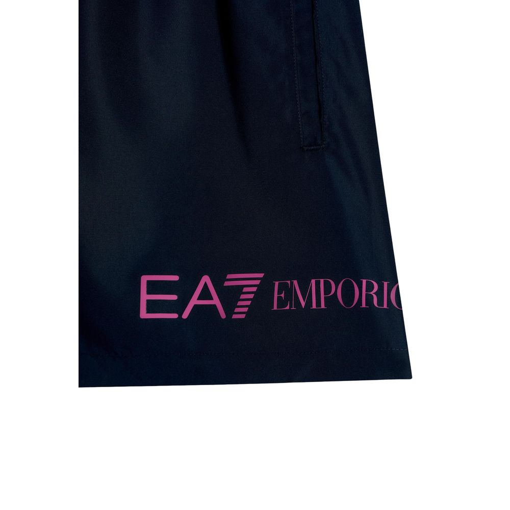 EA7 Emporio Armani Blue Polyester Swim Shorts