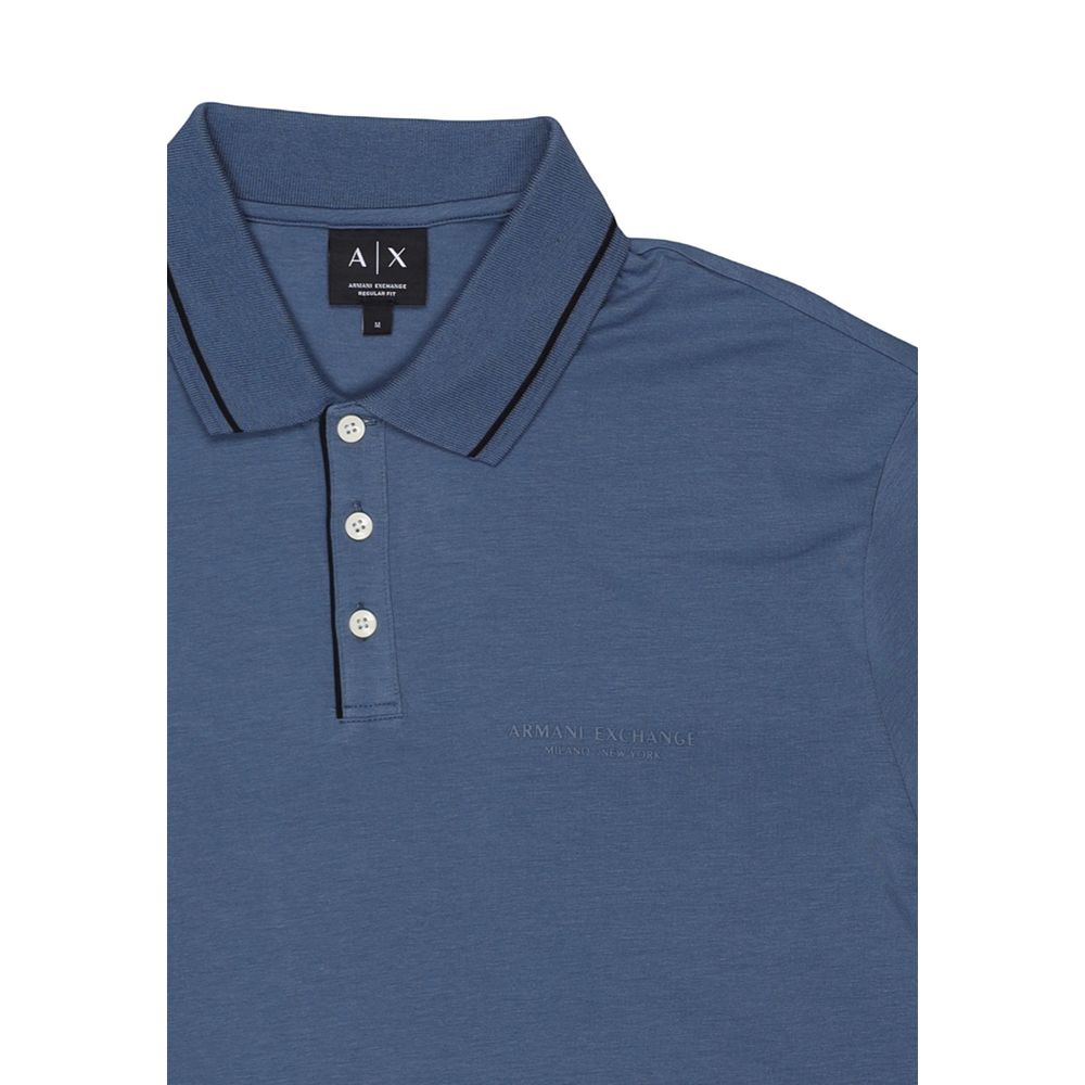 Armani Exchange Blue Cotton Polo Shirt