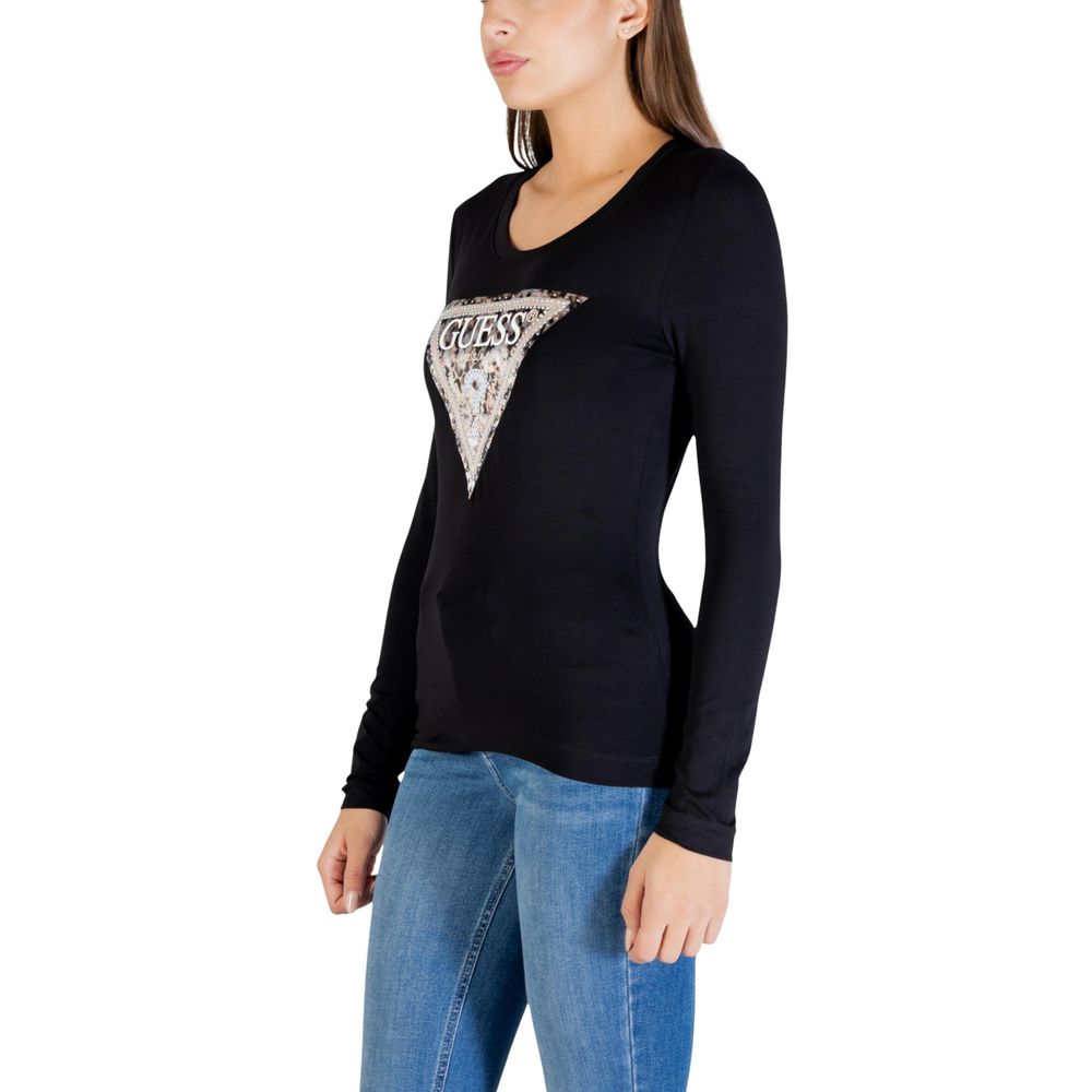 Guess Black Cotton Long Sleeve T-Shirt