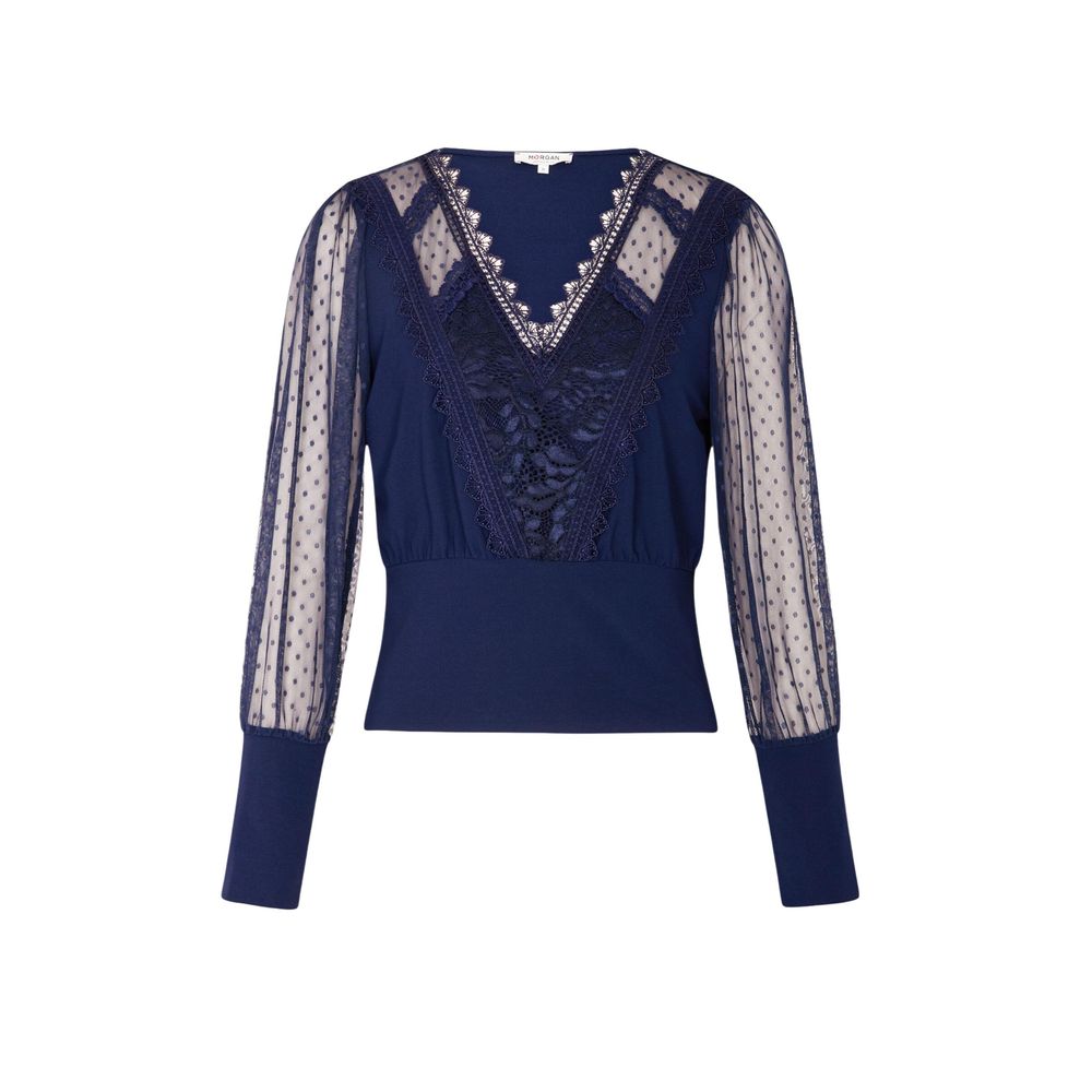 Morgan De Toi Blue Polyester Long Sleeve T-Shirt