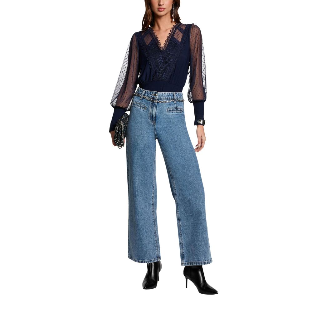 Morgan De Toi Blue Polyester Long Sleeve T-Shirt