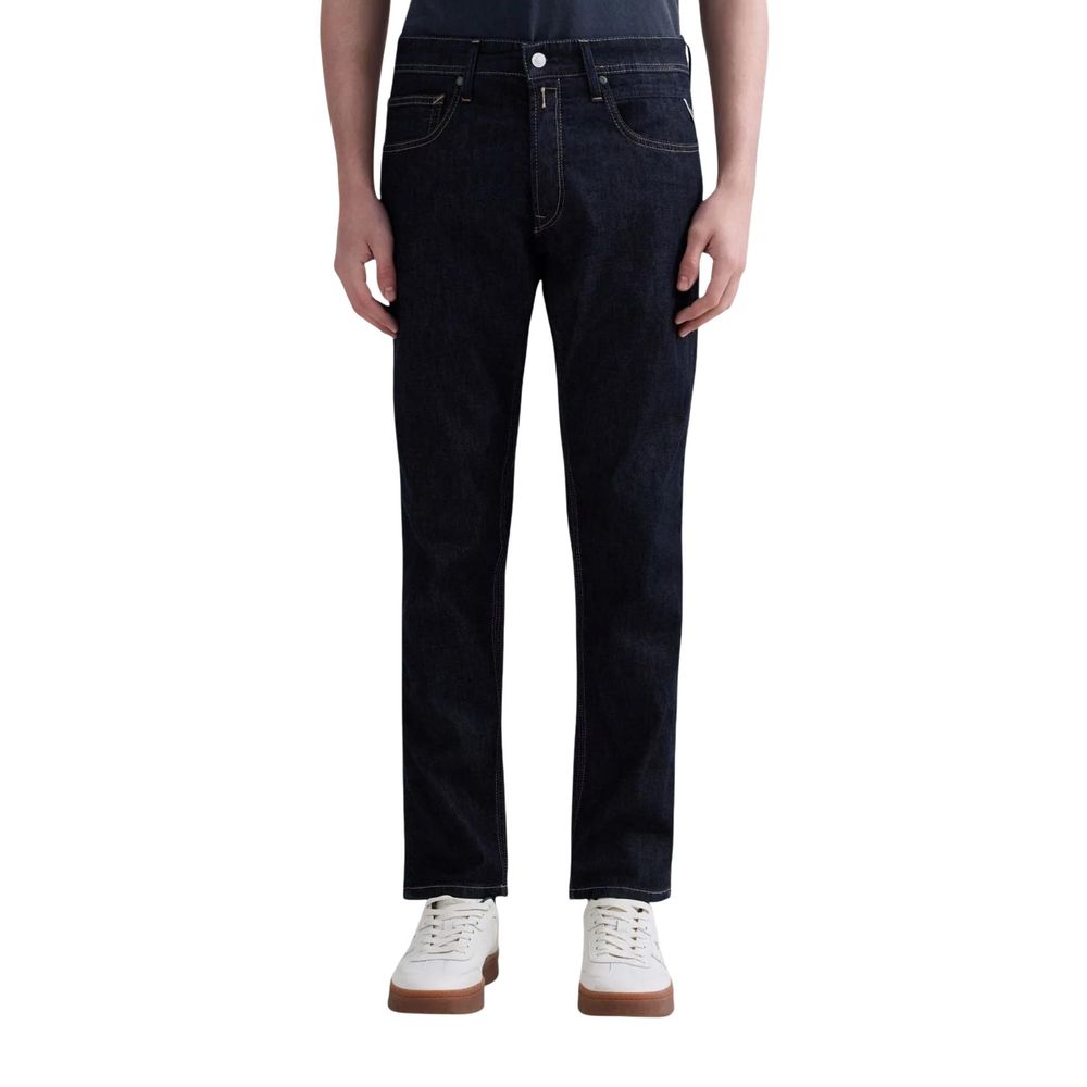 Replay Blue Cotton Relaxed Fit Jeans